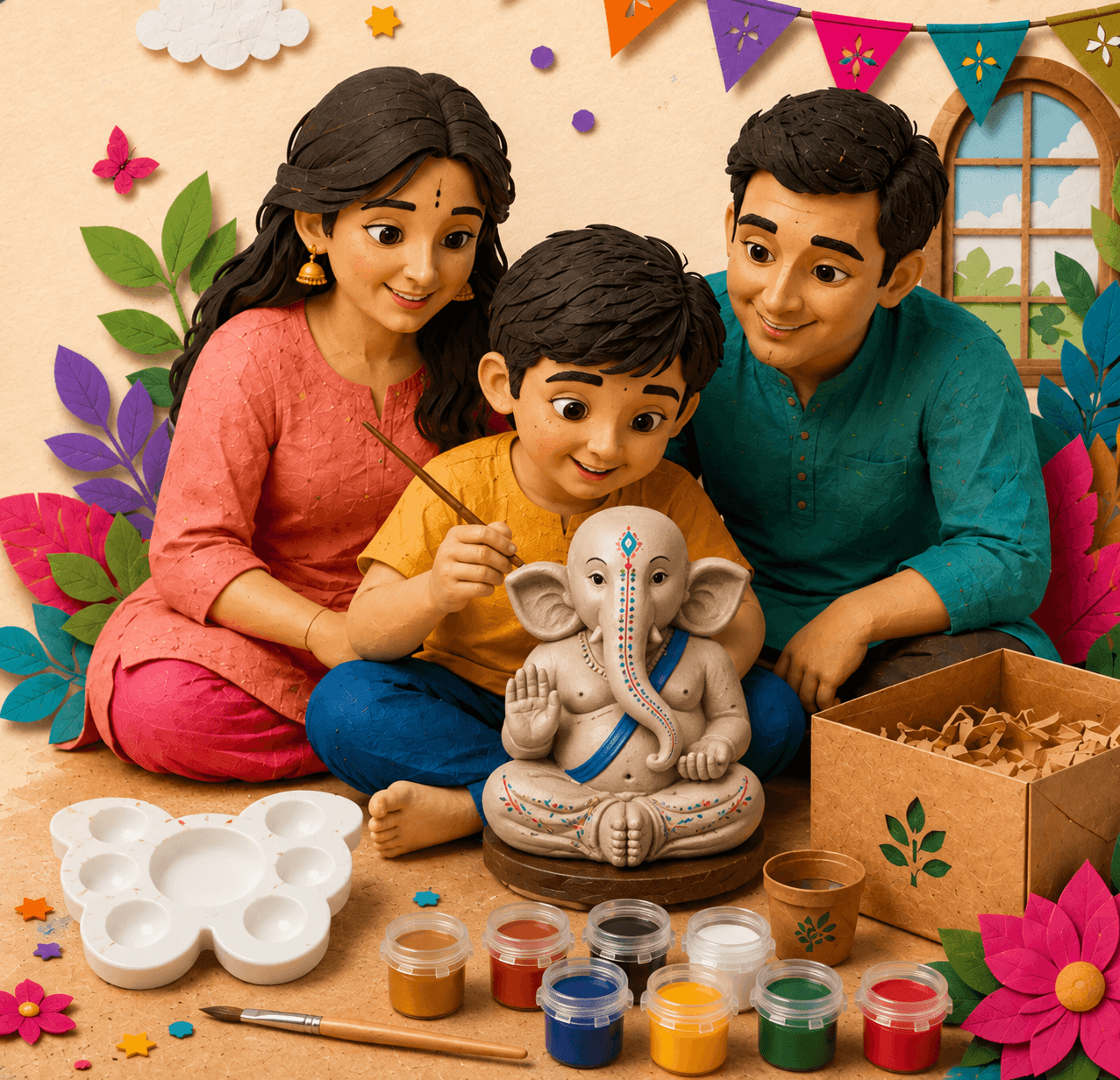 Different ways to paint Mazha Bappa